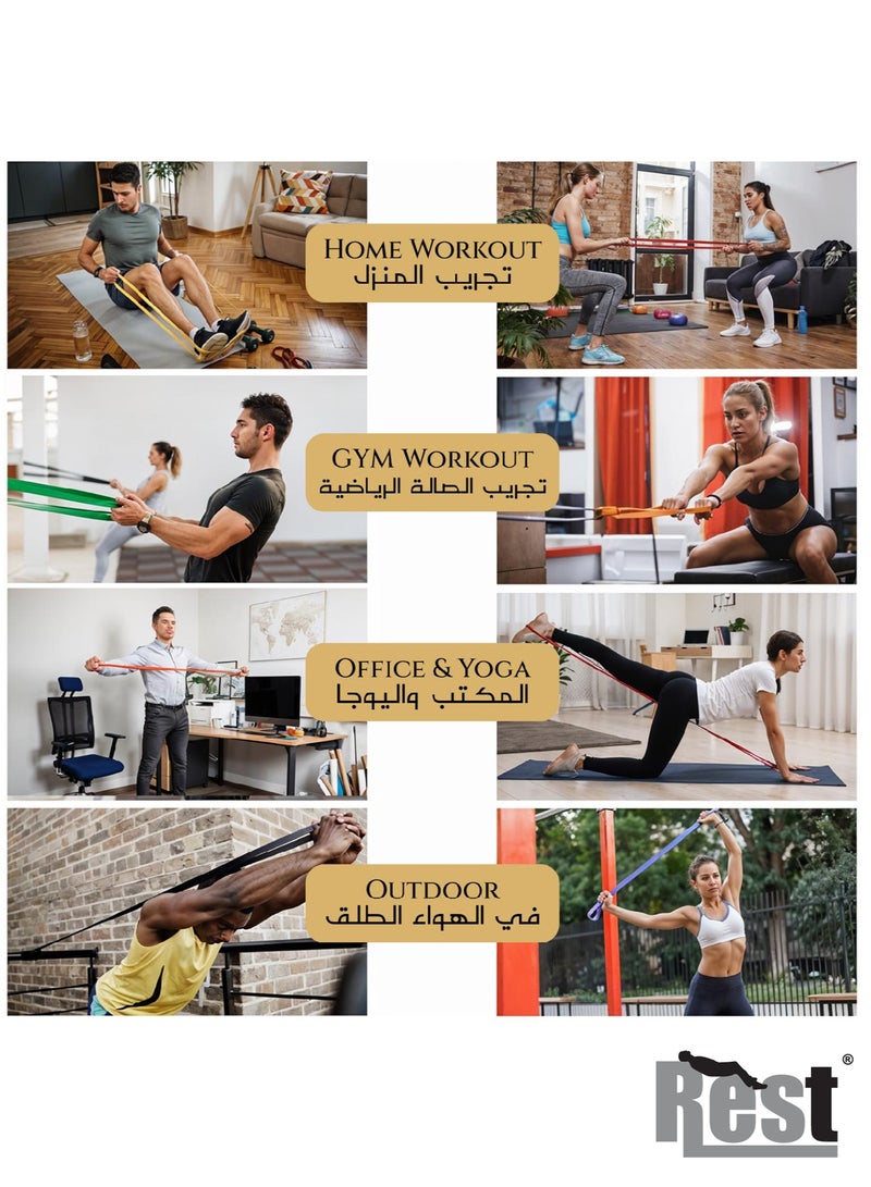 REST Resistance Bands Set – 5-Level Fabric Exercise Bands for Working Out, Non-Slip Multi-Colored Fitness Bands for Legs, Glutes, Yoga, Rehab & Home Gym Training (Set of 5) - Image 3